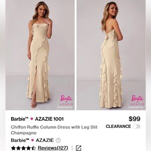 Azazie Champagne Chiffon Ruffle Dress A8